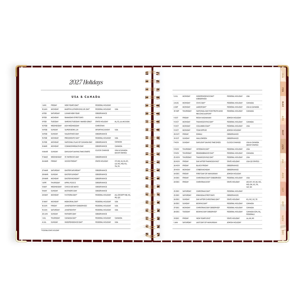 2027 A4 Academic Vertical Planner - Merlot Pinstripe - PRE-ORDER (25 SEPTEMBER)