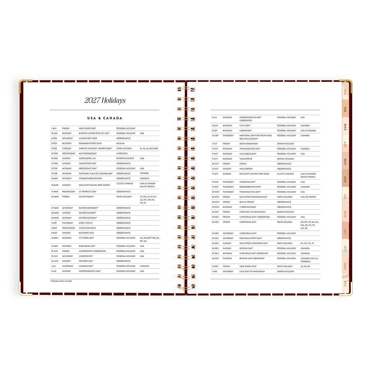 2027 A4 Academic Vertical Planner - Merlot Pinstripe - PRE-ORDER (25 SEPTEMBER)