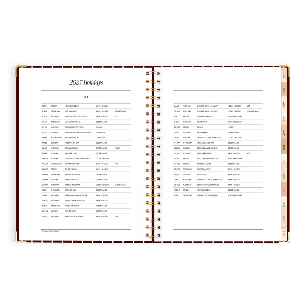 2027 A4 Academic Vertical Planner - Merlot Pinstripe - PRE-ORDER (25 SEPTEMBER)