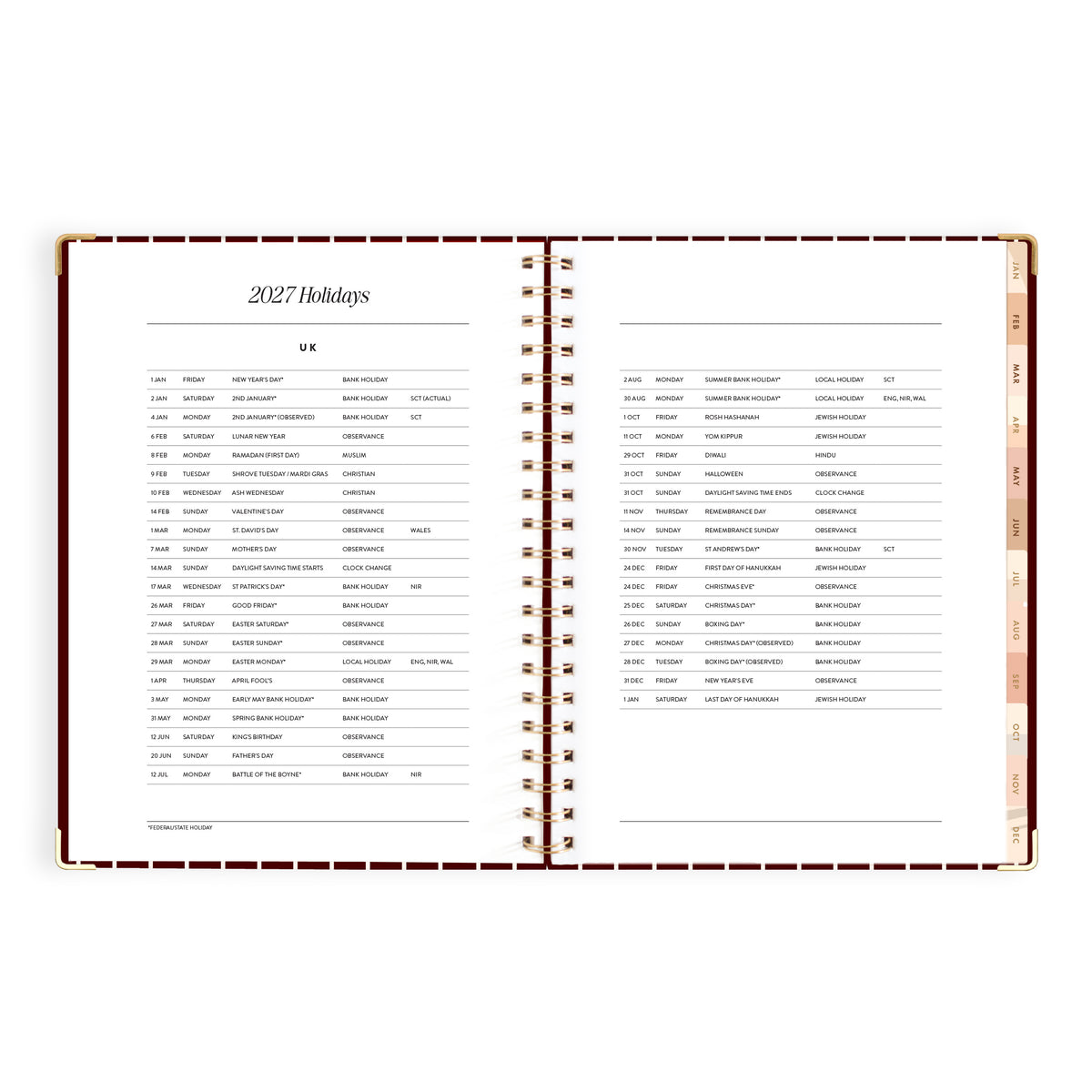 2027 A4 Academic Vertical Planner - Merlot Pinstripe - PRE-ORDER (25 SEPTEMBER)