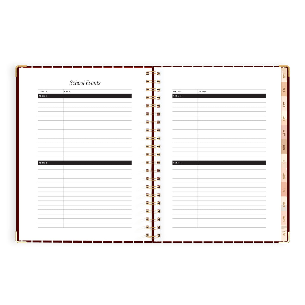 2027 A4 Academic Vertical Planner - Merlot Pinstripe - PRE-ORDER (25 SEPTEMBER)