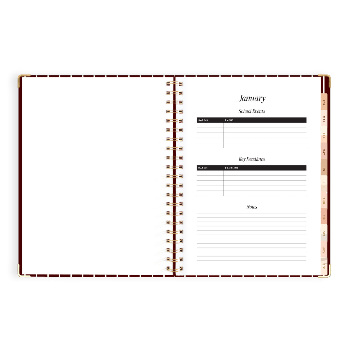 2027 A4 Academic Vertical Planner - Merlot Pinstripe - PRE-ORDER (25 SEPTEMBER)