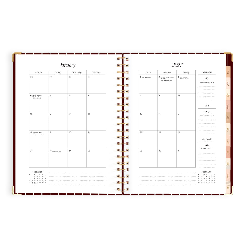 2027 A4 Academic Vertical Planner - Merlot Pinstripe - PRE-ORDER (25 SEPTEMBER)