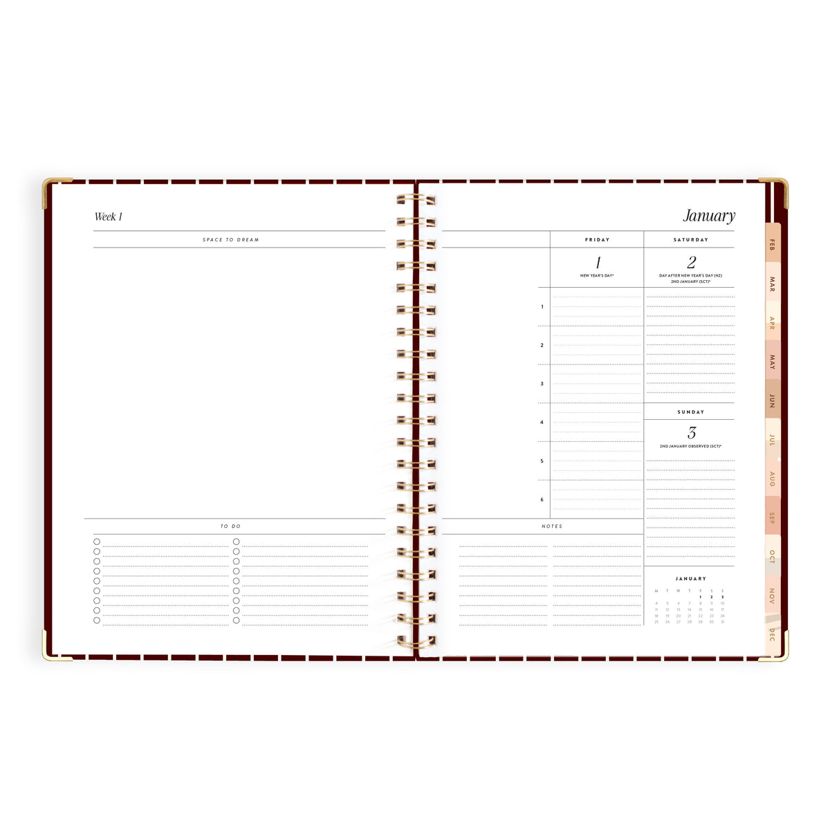 2027 A4 Academic Vertical Planner - Merlot Pinstripe - PRE-ORDER (25 SEPTEMBER)