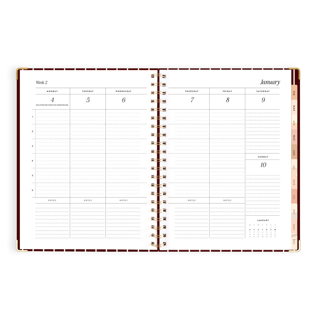 2027 A4 Academic Vertical Planner - Merlot Pinstripe - PRE-ORDER (25 SEPTEMBER)