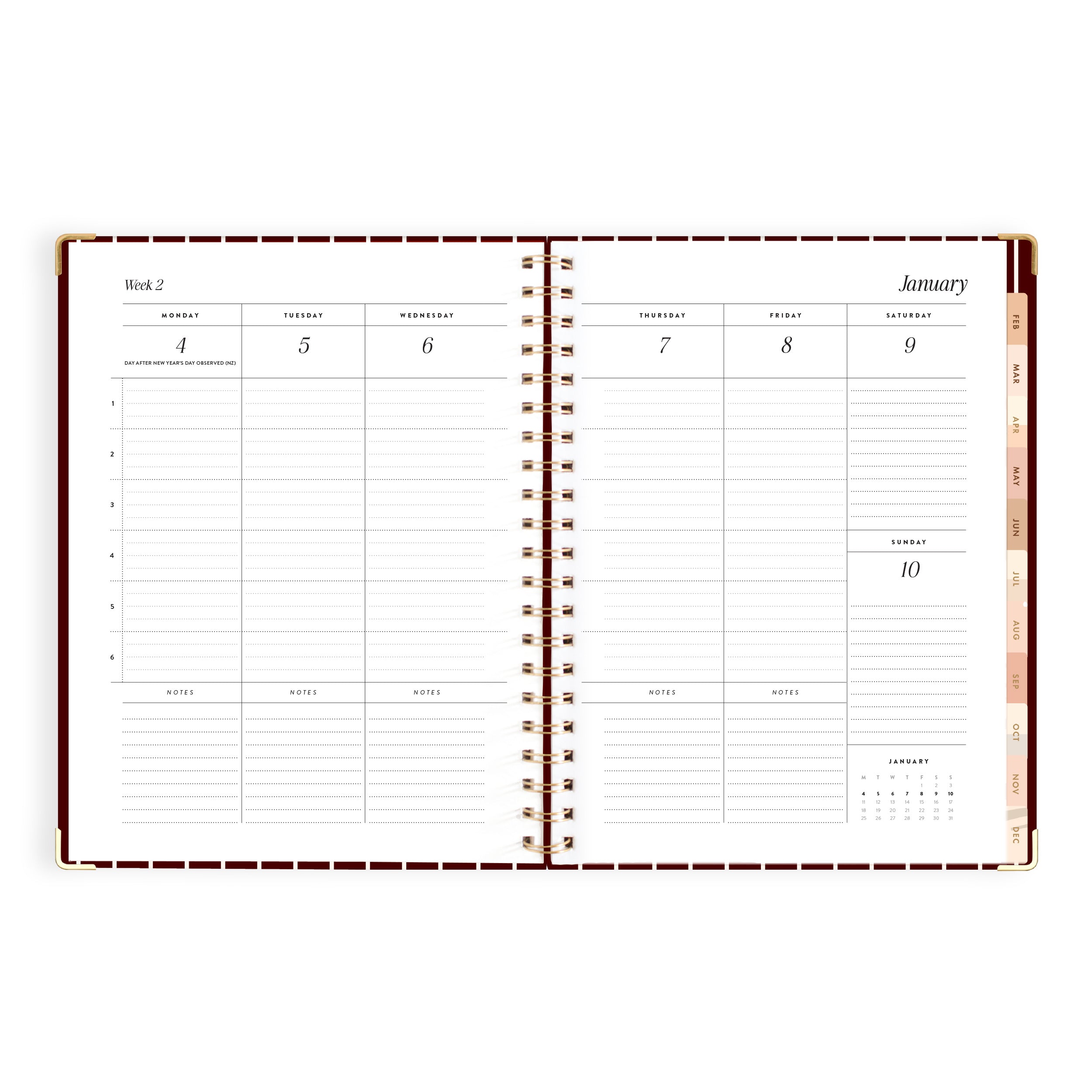 2027 A4 Academic Vertical Planner - Merlot Pinstripe - PRE-ORDER (15 SEPTEMBER)