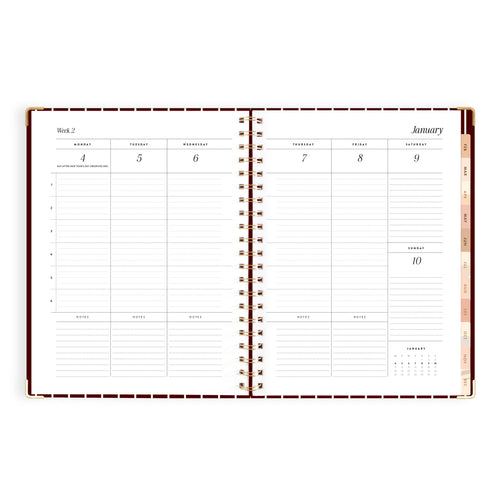2027 A4 Academic Vertical Planner - Merlot Pinstripe - PRE-ORDER (15 SEPTEMBER)