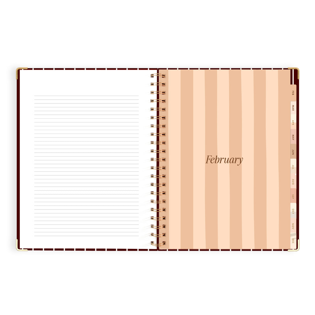 2027 A4 Academic Vertical Planner - Merlot Pinstripe - PRE-ORDER (25 SEPTEMBER)