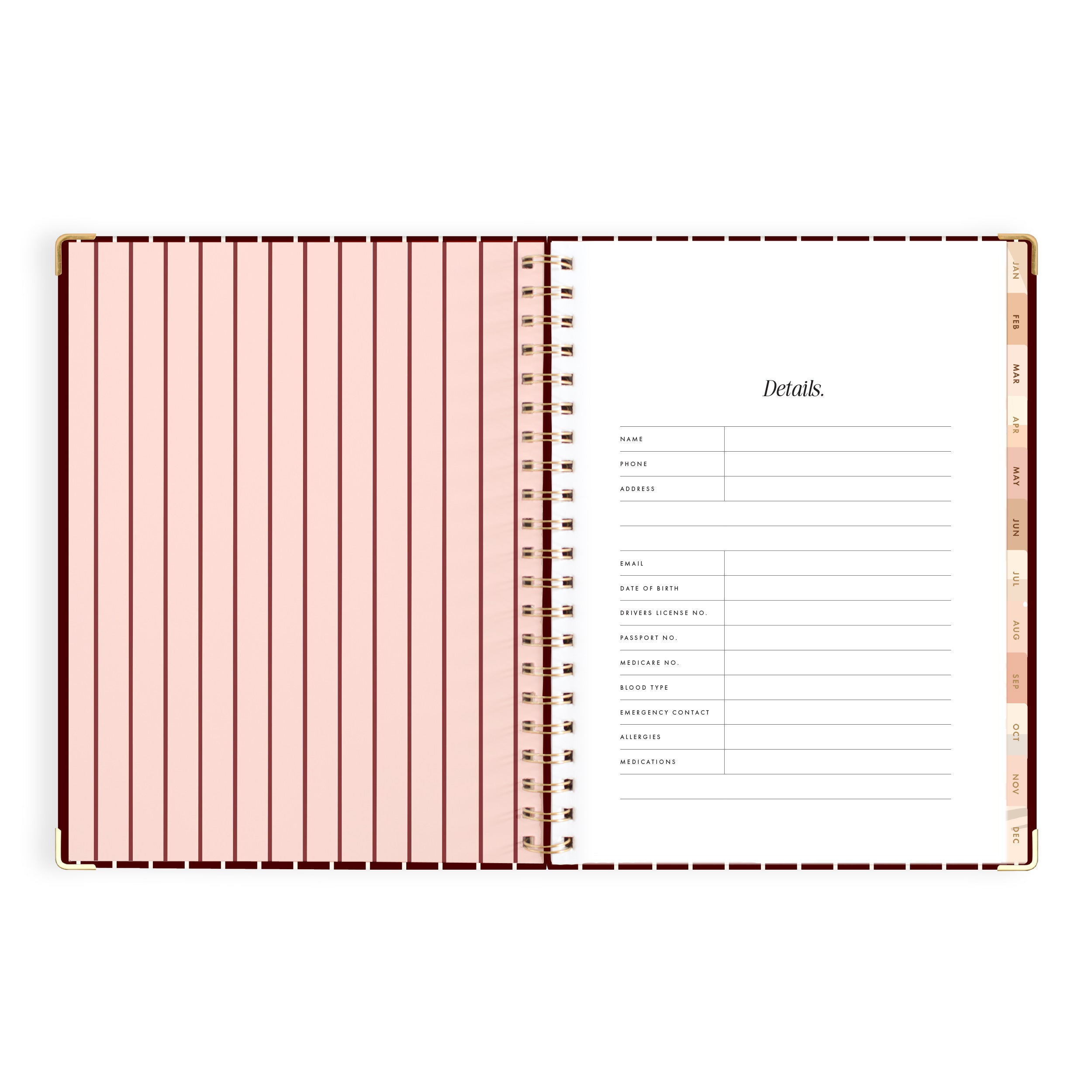 2027 A4 Academic Vertical Planner - Merlot Pinstripe - PRE-ORDER (15 SEPTEMBER)
