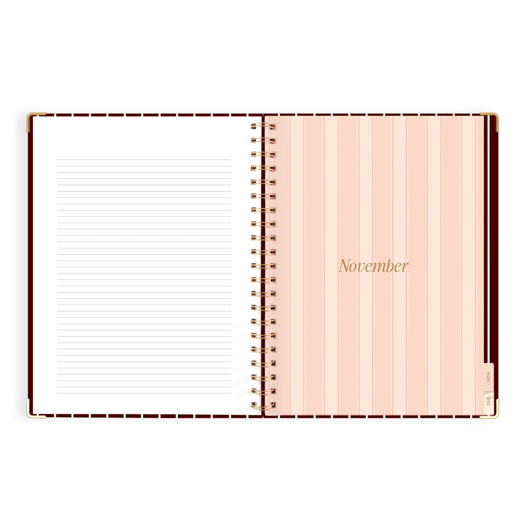2027 A4 Academic Vertical Planner - Merlot Pinstripe - PRE-ORDER (25 SEPTEMBER)
