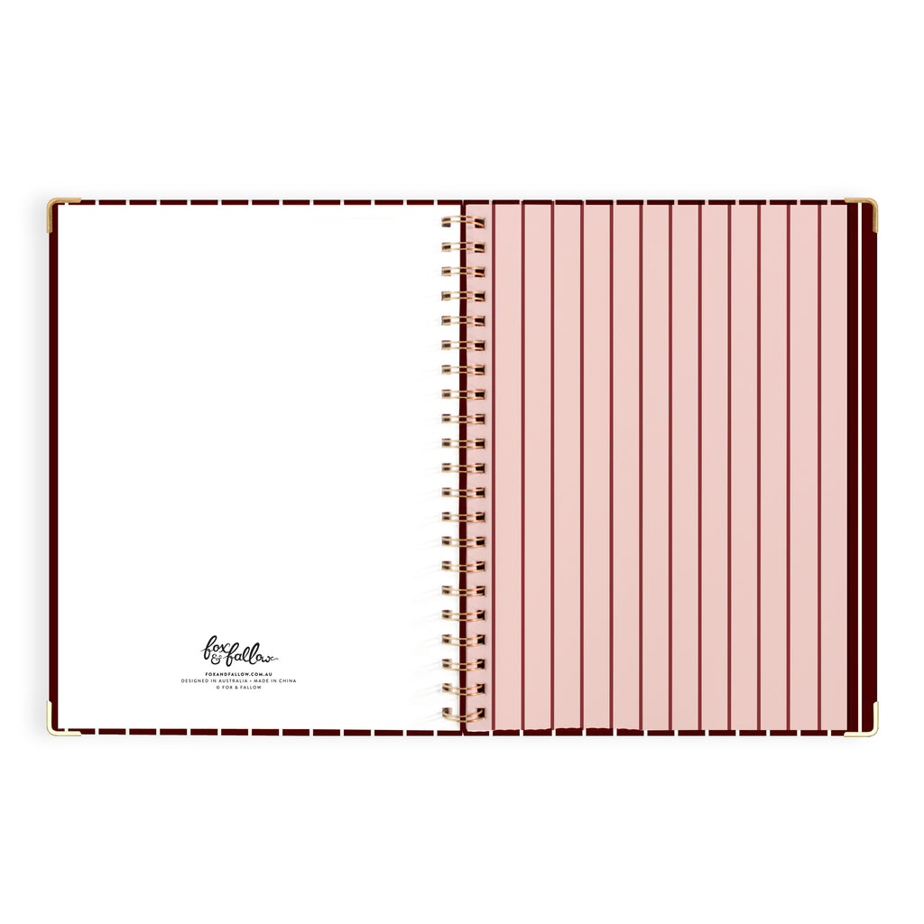 2027 A4 Academic Vertical Planner - Merlot Pinstripe - PRE-ORDER (25 SEPTEMBER)
