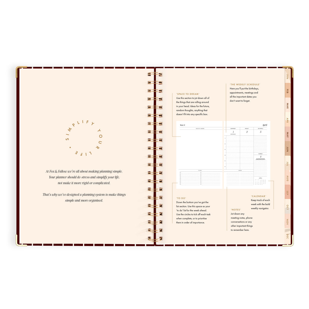 2027 A4 Academic Vertical Planner - Merlot Pinstripe - PRE-ORDER (25 SEPTEMBER)