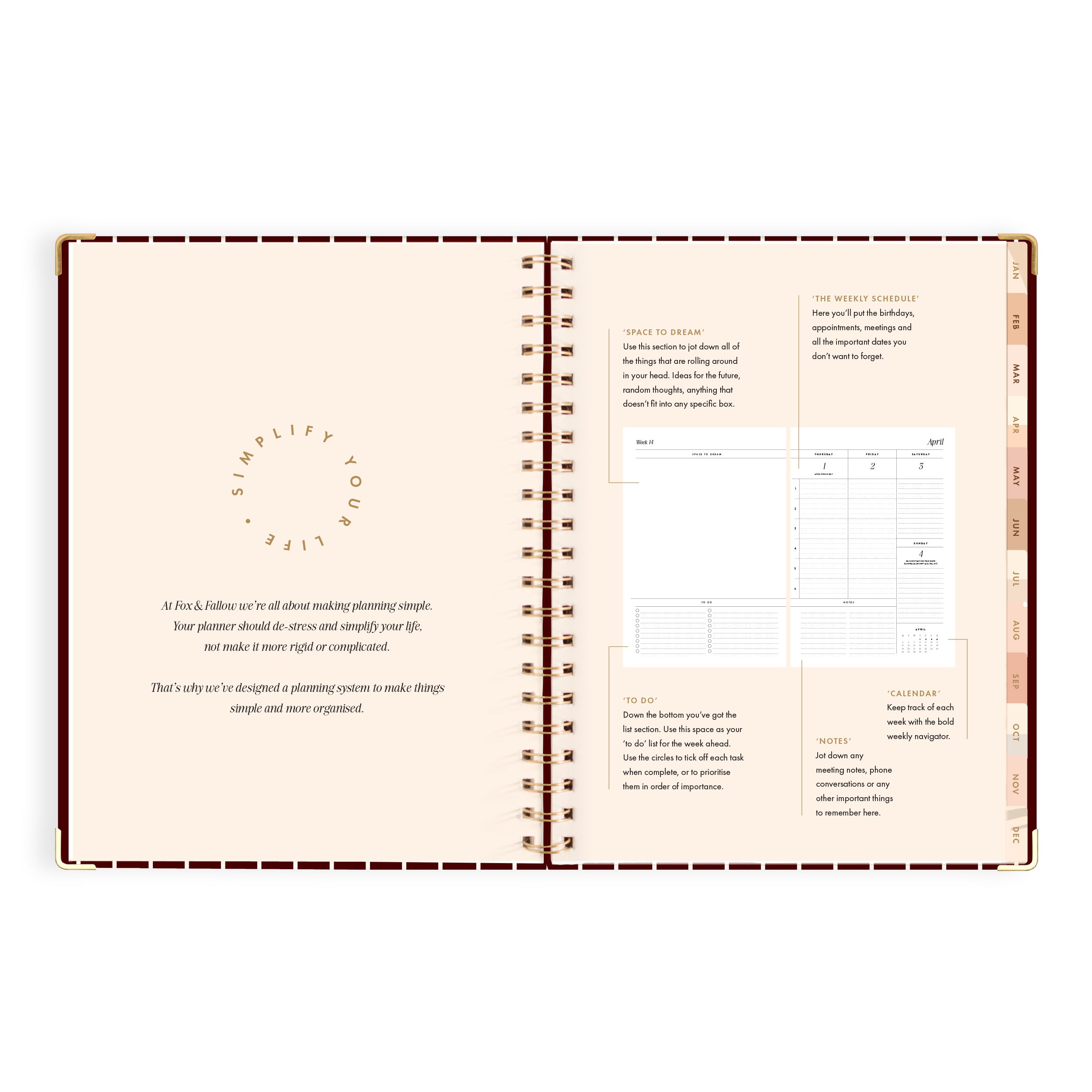 2027 A4 Academic Vertical Planner - Merlot Pinstripe - PRE-ORDER (15 SEPTEMBER)