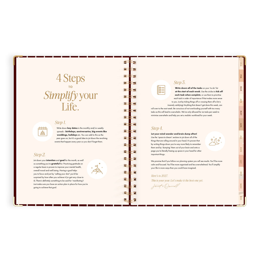 2027 A4 Academic Vertical Planner - Merlot Pinstripe - PRE-ORDER (25 SEPTEMBER)