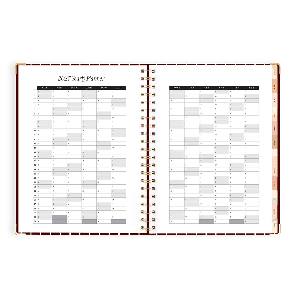 2027 A4 Academic Vertical Planner - Merlot Pinstripe - PRE-ORDER (25 SEPTEMBER)