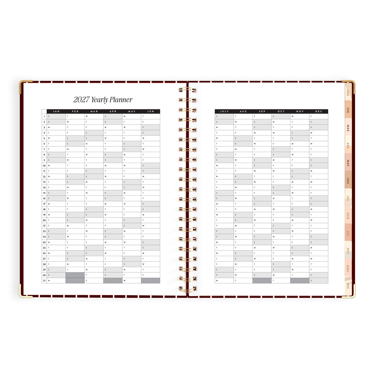 2027 A4 Academic Vertical Planner - Merlot Pinstripe - PRE-ORDER (25 SEPTEMBER)