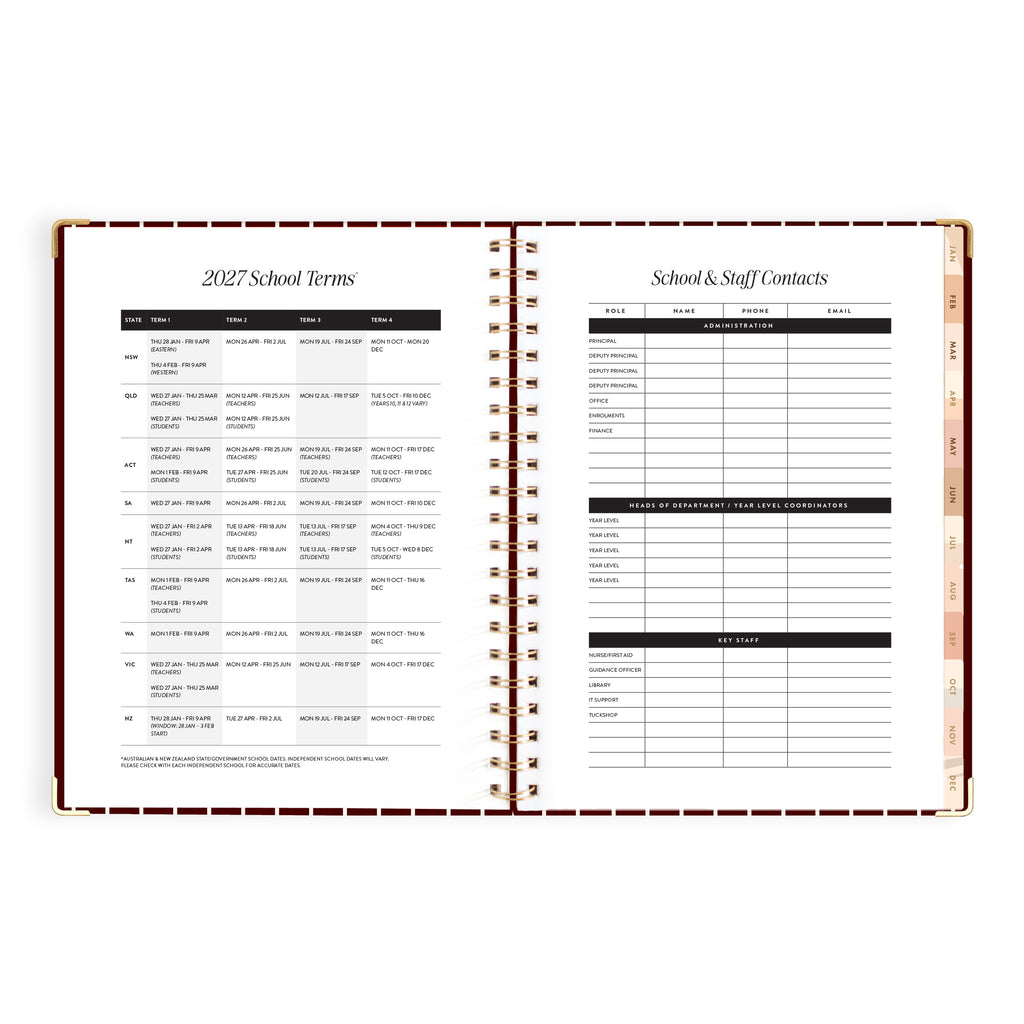 2027 A4 Academic Vertical Planner - Merlot Pinstripe - PRE-ORDER (25 SEPTEMBER)
