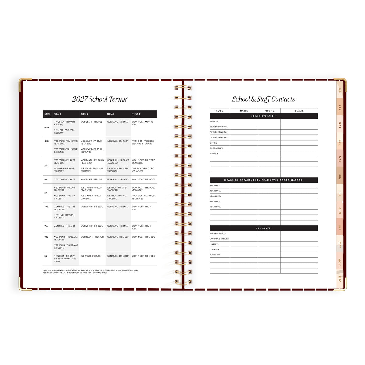 2027 A4 Academic Vertical Planner - Merlot Pinstripe - PRE-ORDER (25 SEPTEMBER)