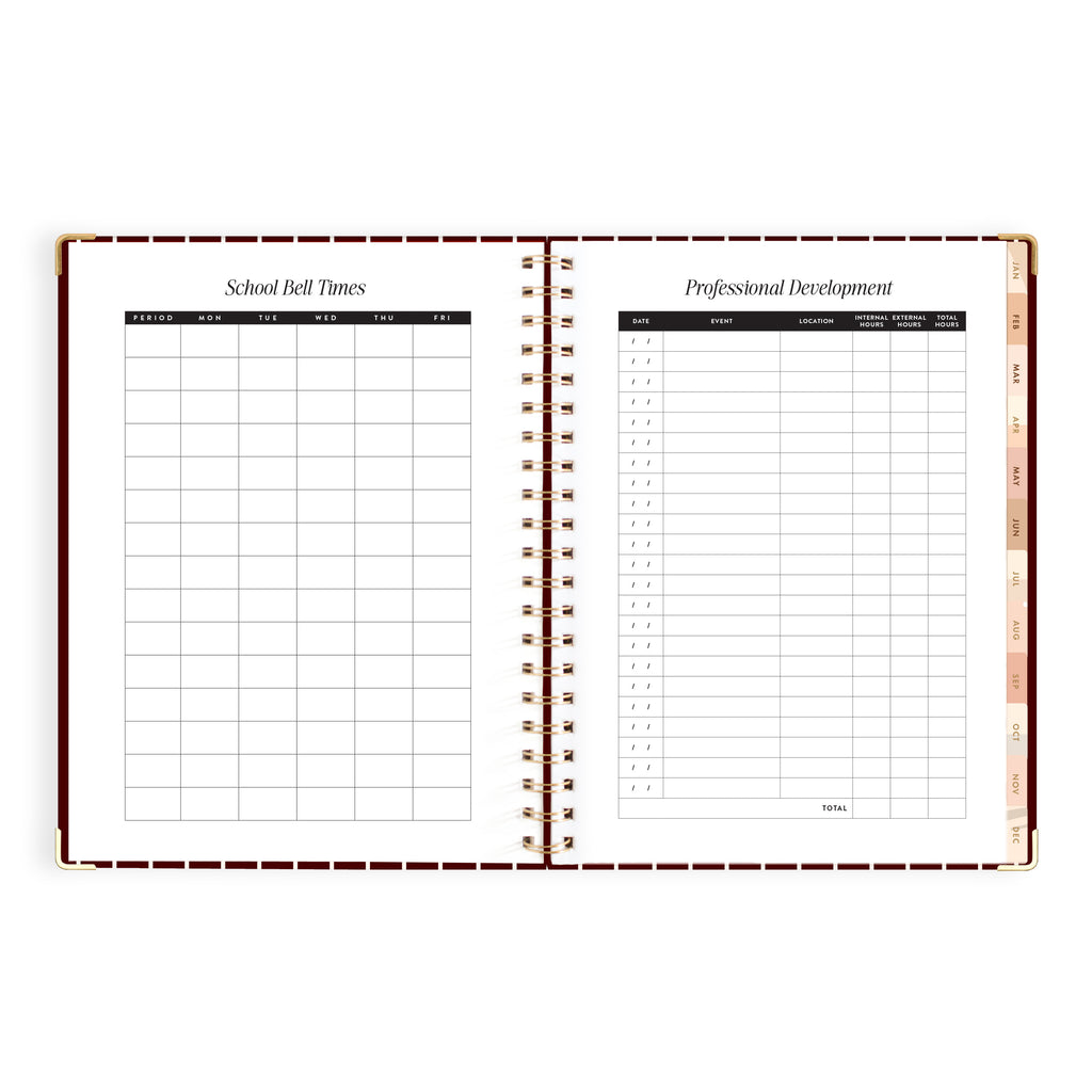 2027 A4 Academic Vertical Planner - Merlot Pinstripe - PRE-ORDER (25 SEPTEMBER)
