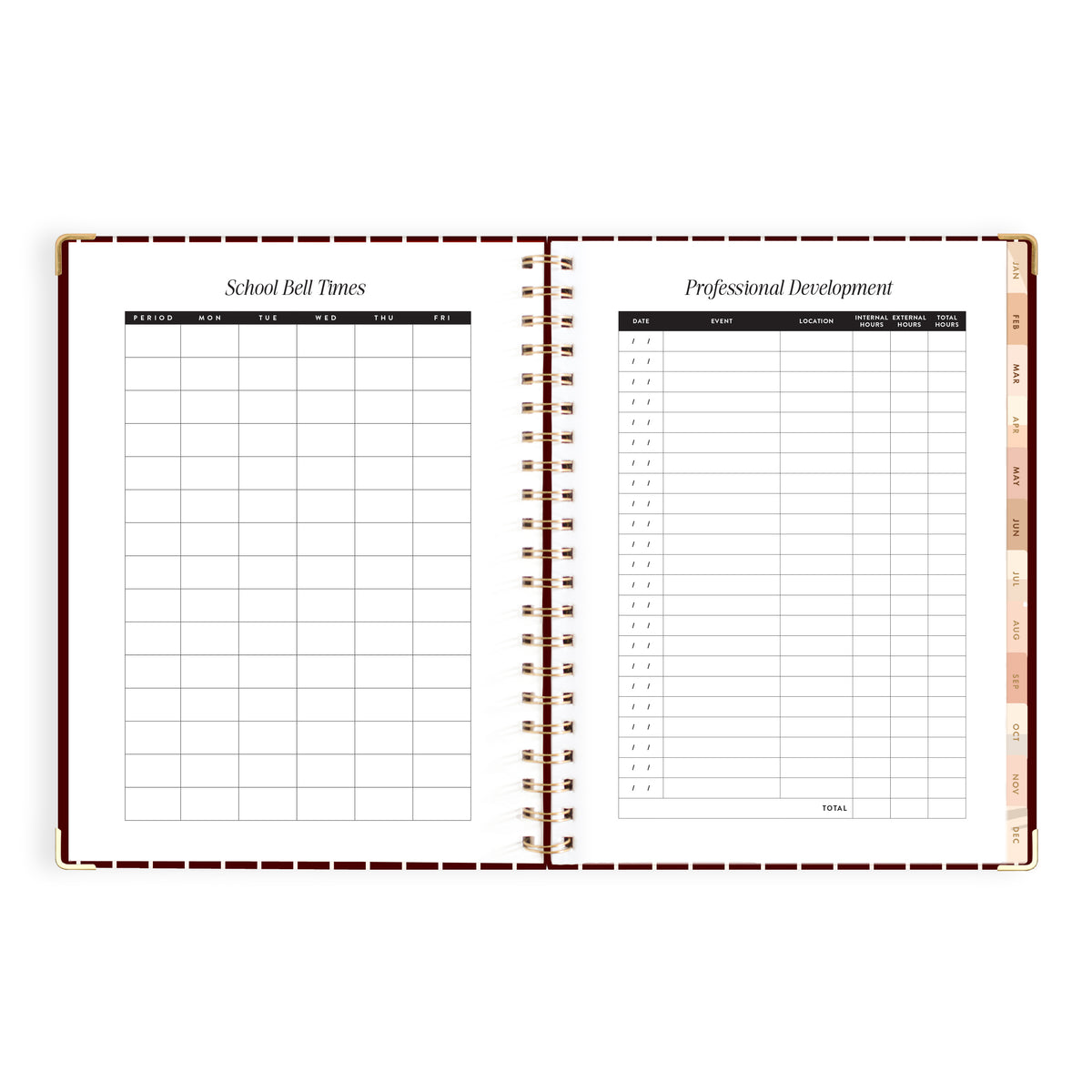 2027 A4 Academic Vertical Planner - Merlot Pinstripe - PRE-ORDER (25 SEPTEMBER)