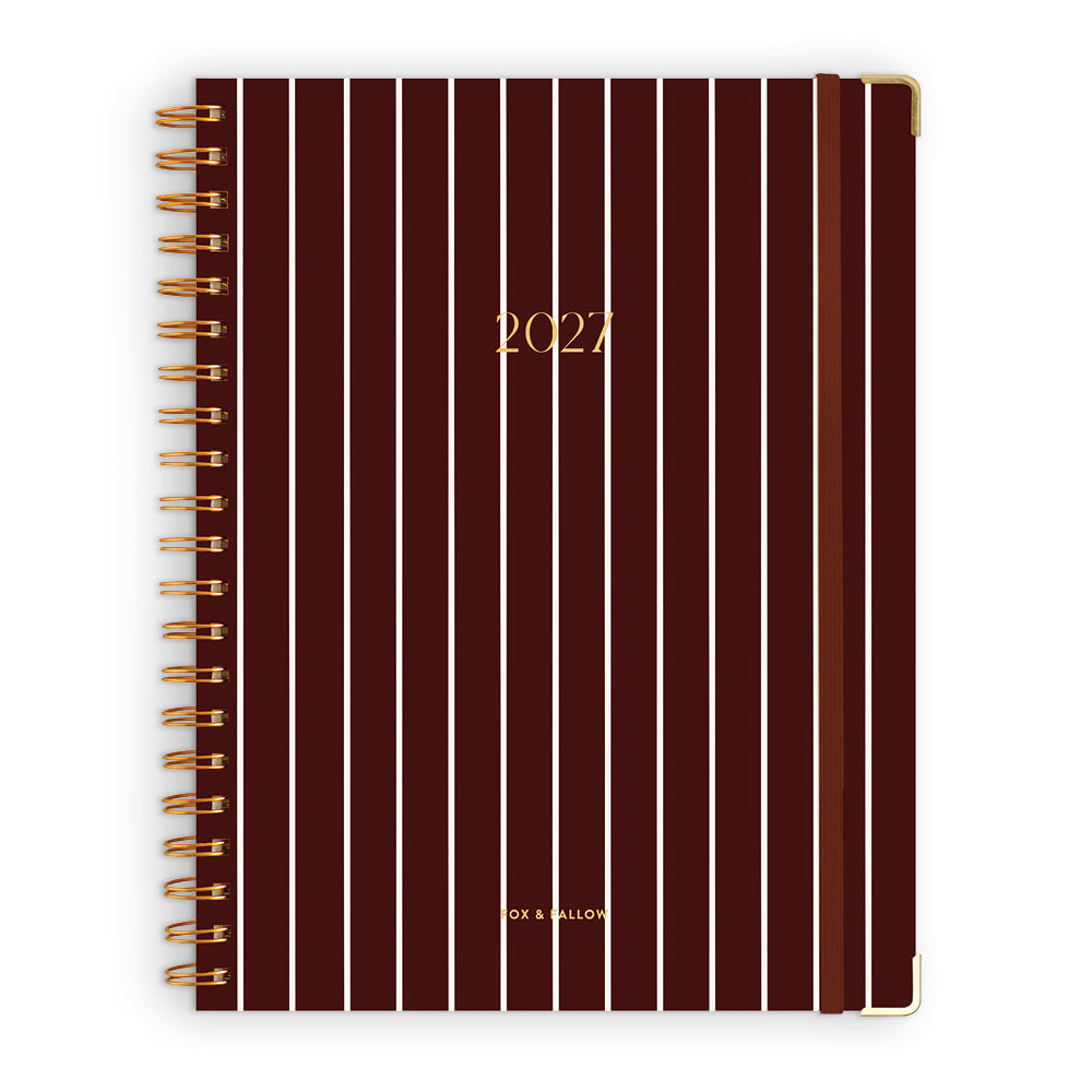 2027 A4 Academic Vertical Planner - Merlot Pinstripe - PRE-ORDER (SEPTEMBER)