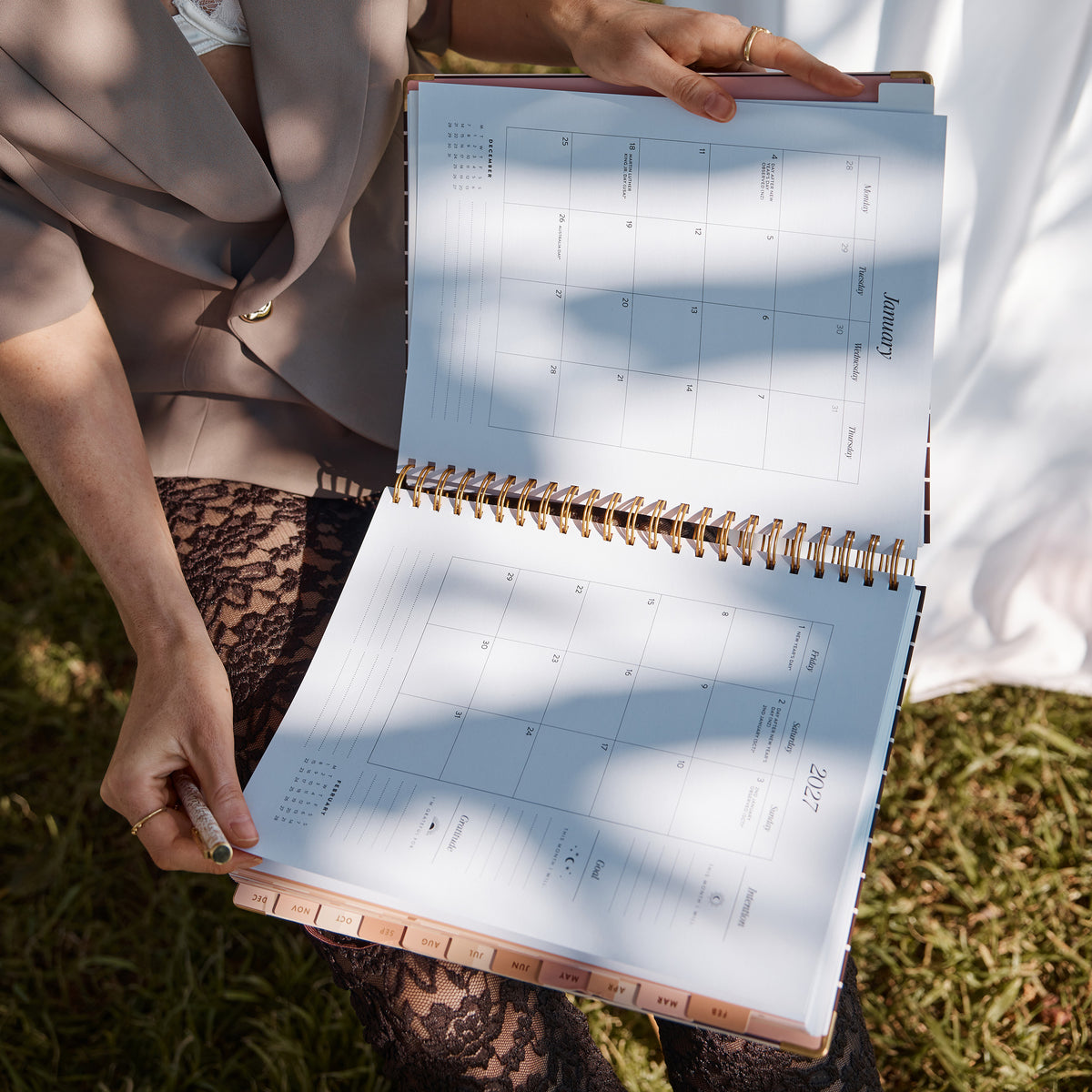 2027 A4 Academic Vertical Planner - Merlot Pinstripe - PRE-ORDER (25 SEPTEMBER)