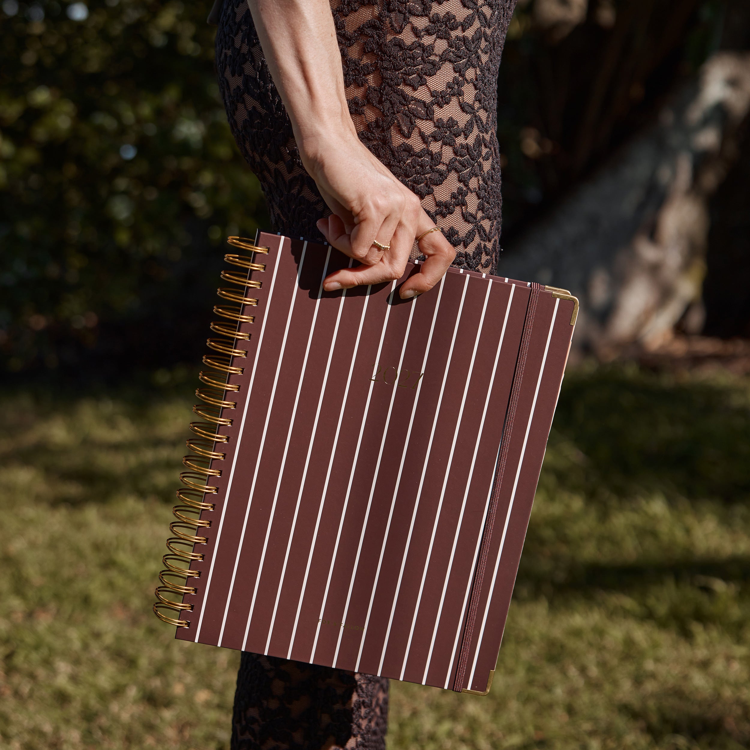 2027 A4 Academic Vertical Planner - Merlot Pinstripe - PRE-ORDER (25 SEPTEMBER)