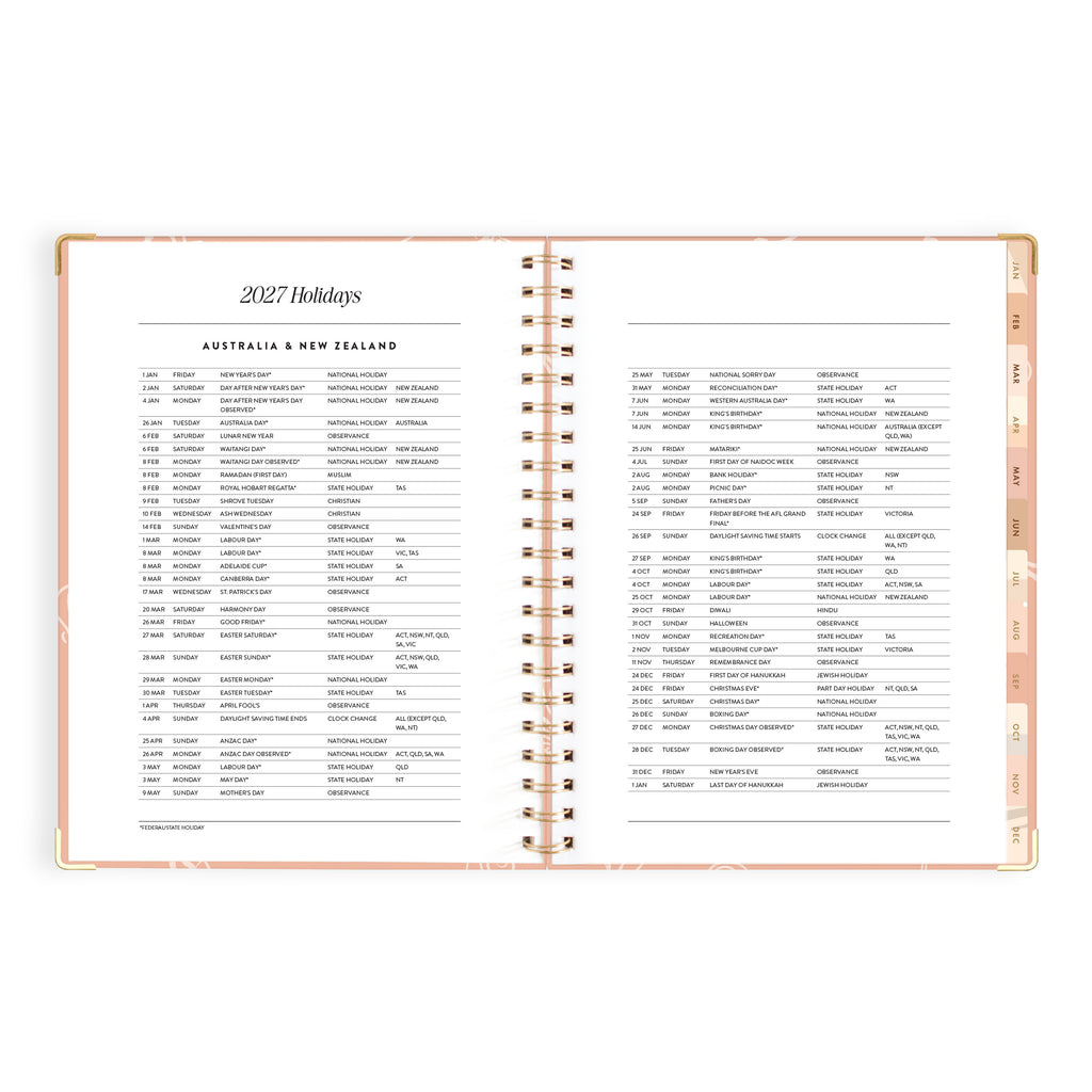 2027 A4 Academic Vertical Planner - Amalfi Peach - PRE-ORDER (25 SEPTEMBER)