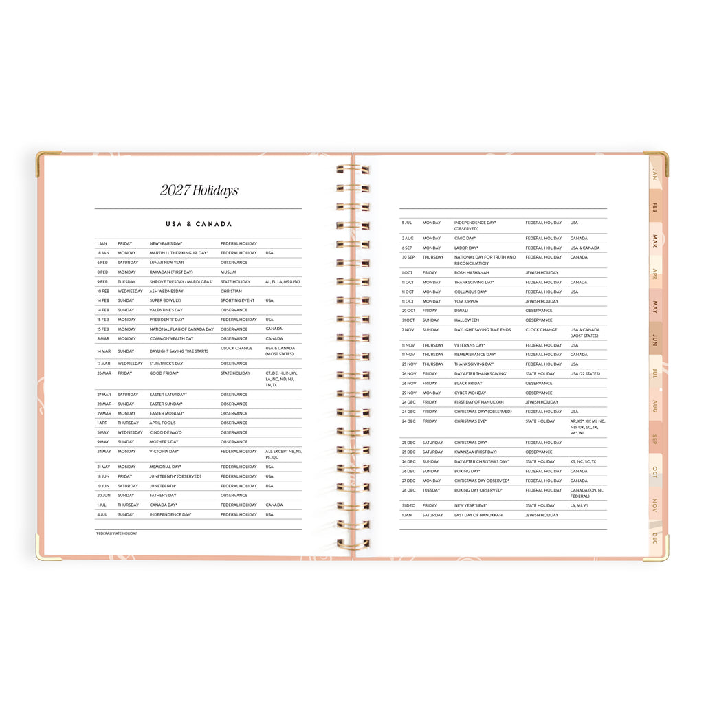 2027 A4 Academic Vertical Planner - Amalfi Peach - PRE-ORDER (25 SEPTEMBER)