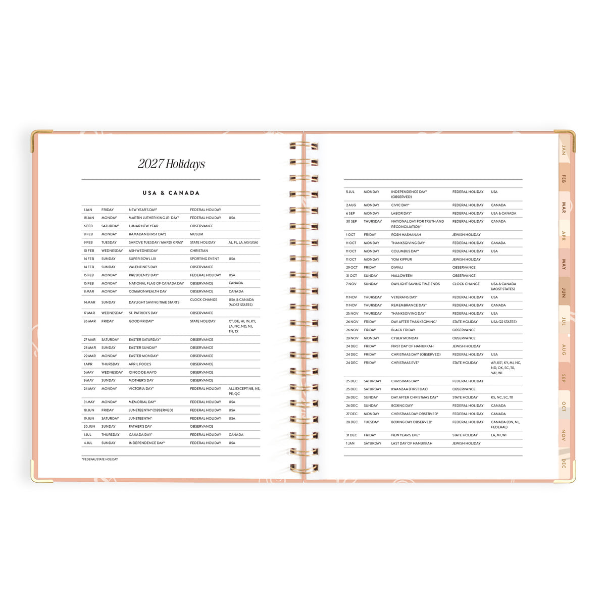 2027 A4 Academic Vertical Planner - Amalfi Peach - PRE-ORDER (25 SEPTEMBER)