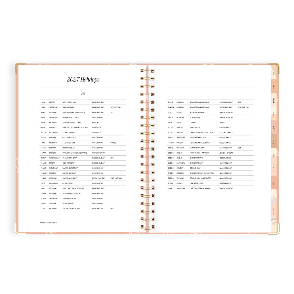 2027 A4 Academic Vertical Planner - Amalfi Peach - PRE-ORDER (25 SEPTEMBER)