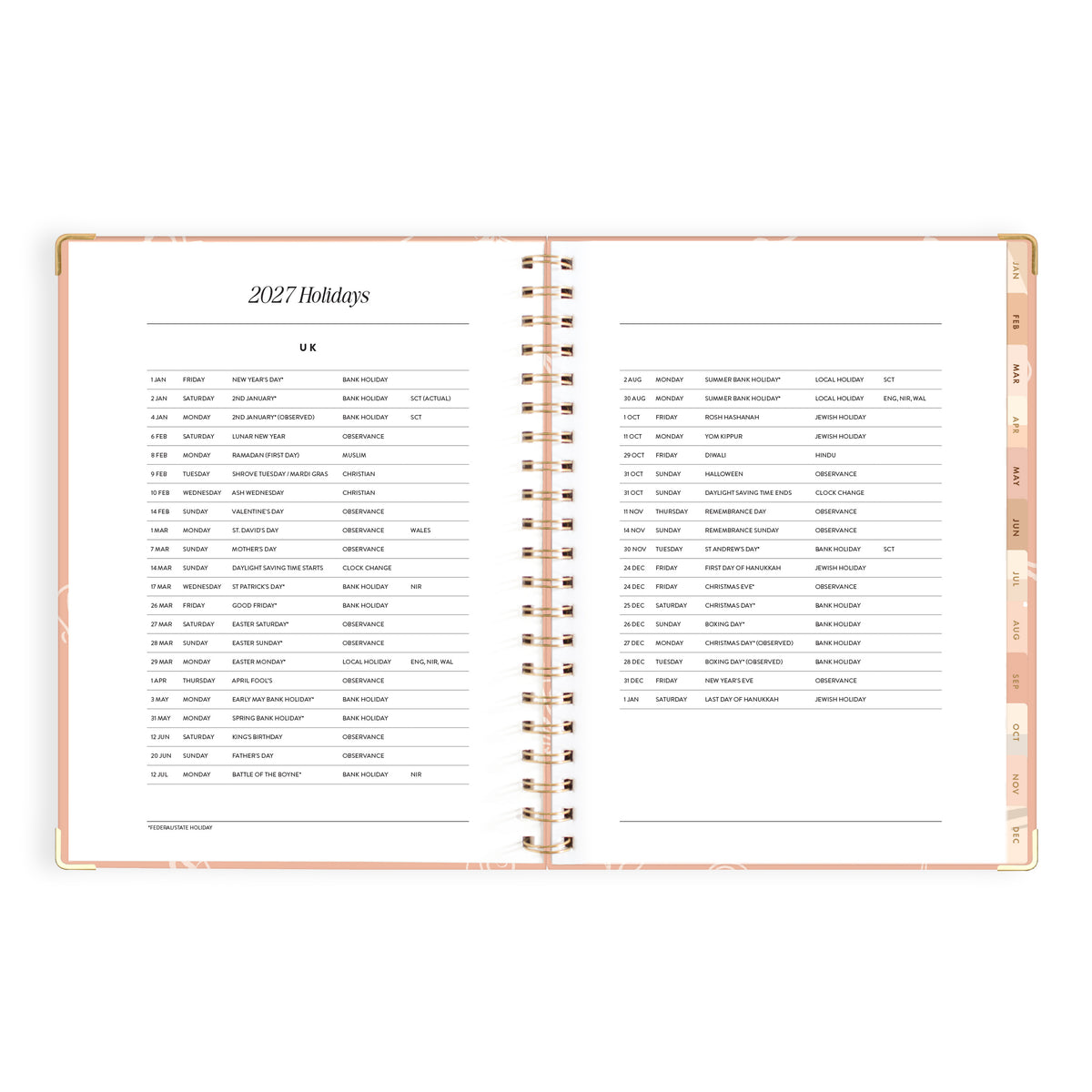 2027 A4 Academic Vertical Planner - Amalfi Peach - PRE-ORDER (25 SEPTEMBER)