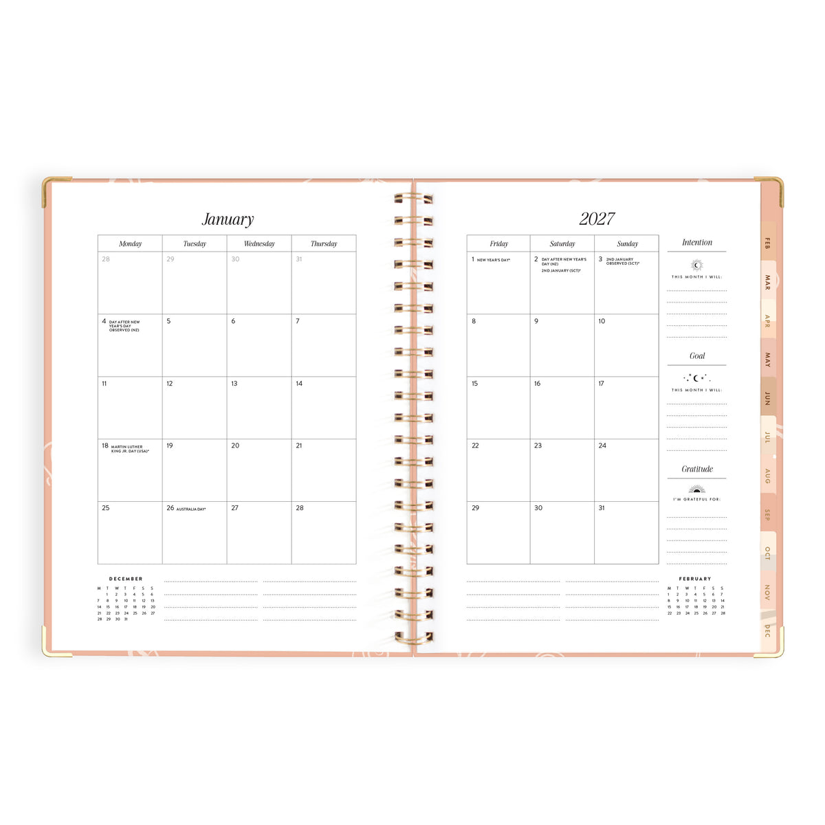 2027 A4 Academic Vertical Planner - Amalfi Peach - PRE-ORDER (25 SEPTEMBER)
