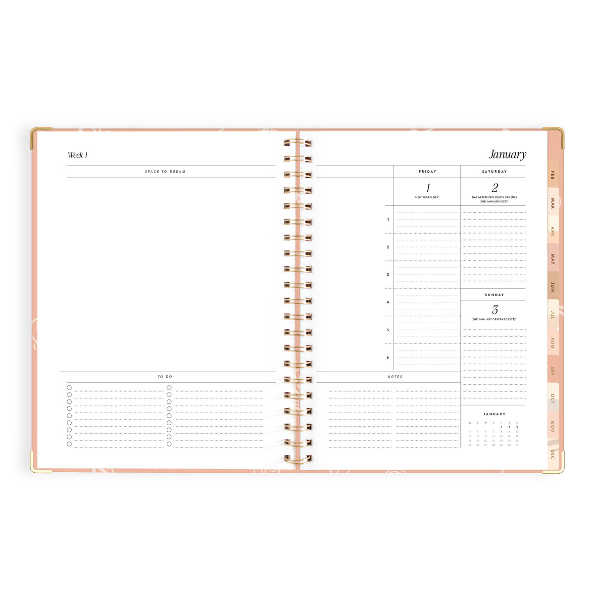 2027 A4 Academic Vertical Planner - Amalfi Peach - PRE-ORDER (25 SEPTEMBER)
