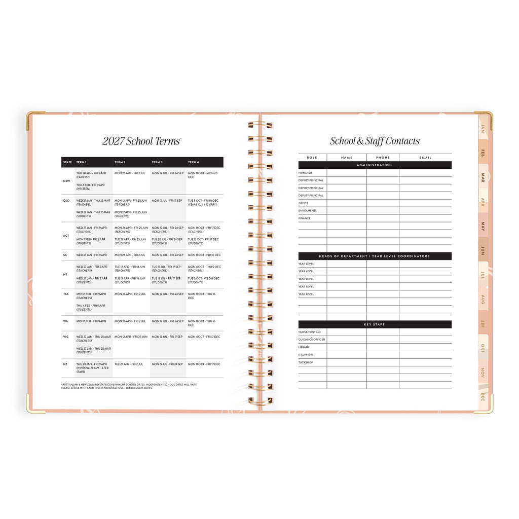 2027 A4 Academic Vertical Planner - Amalfi Peach - PRE-ORDER (25 SEPTEMBER)