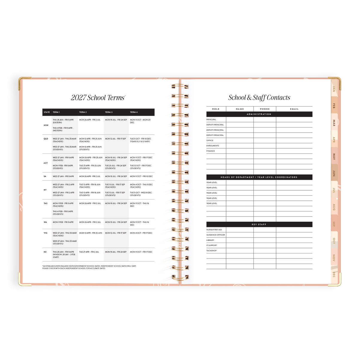 2027 A4 Academic Vertical Planner - Amalfi Peach - PRE-ORDER (25 SEPTEMBER)