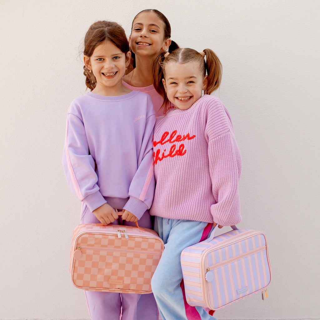 Peach Check Large Lunch Bag - SECONDS