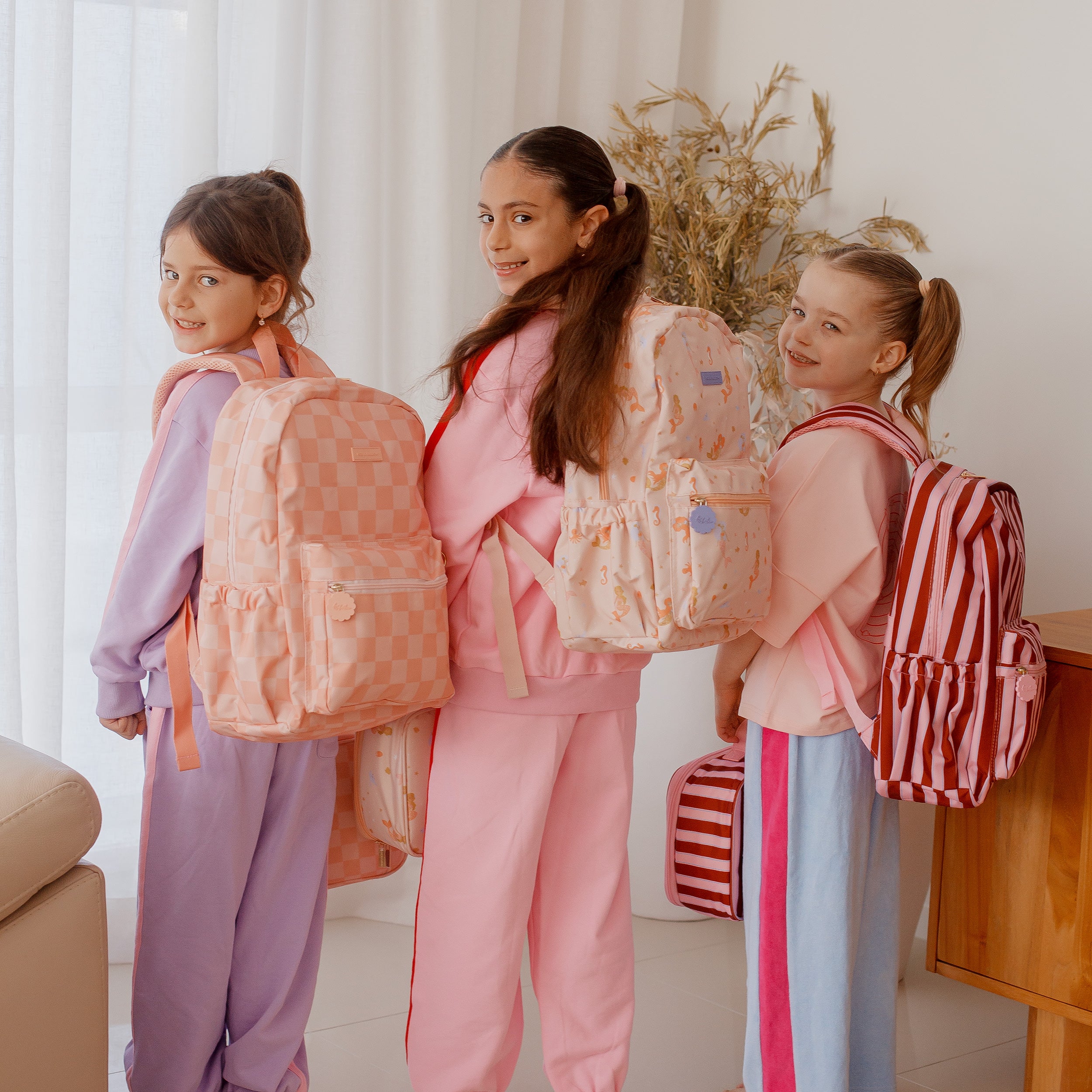 Peach Check Backpack - SECONDS