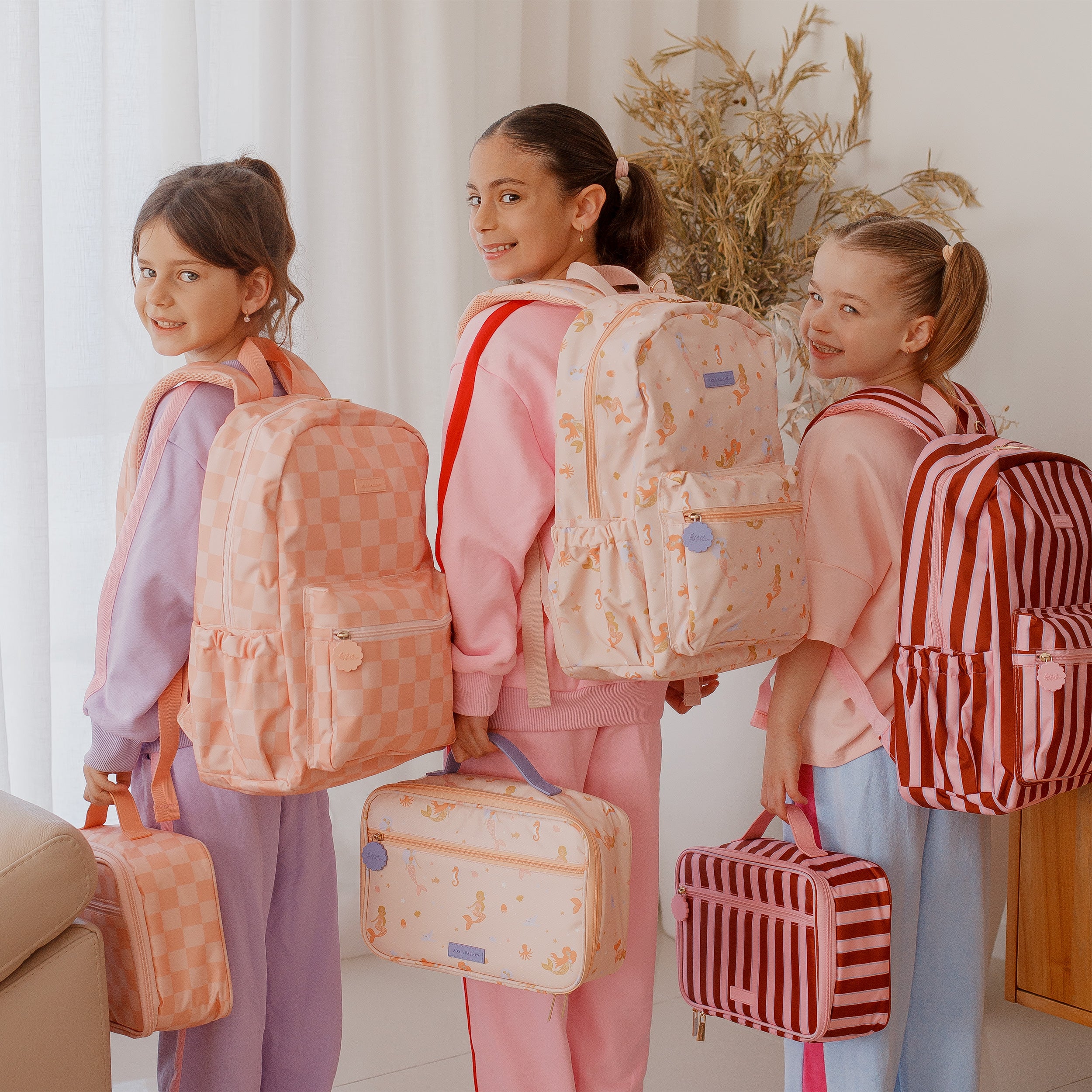 Peach Check Backpack - SECONDS