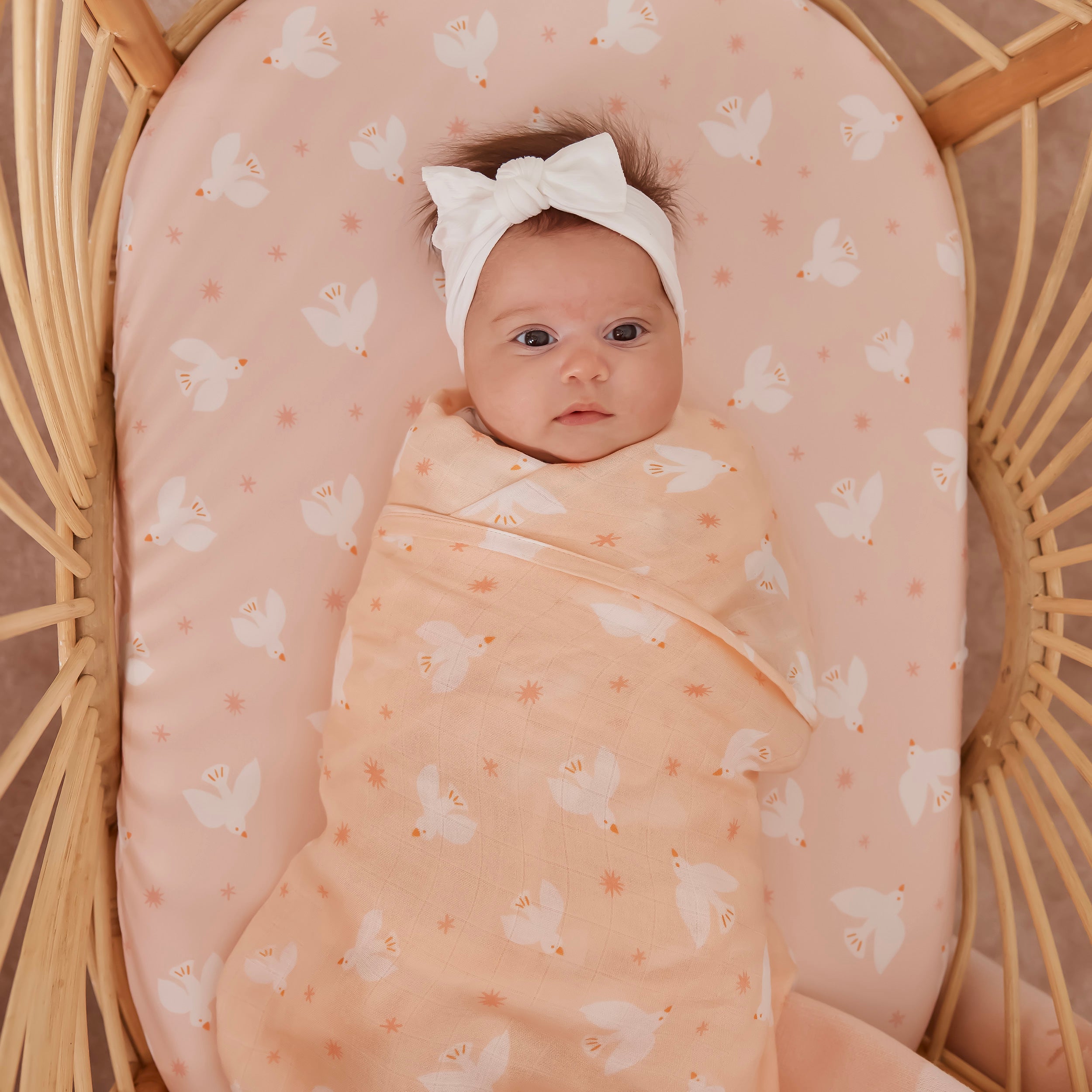 Pink Doves Muslin Wrap Swaddle