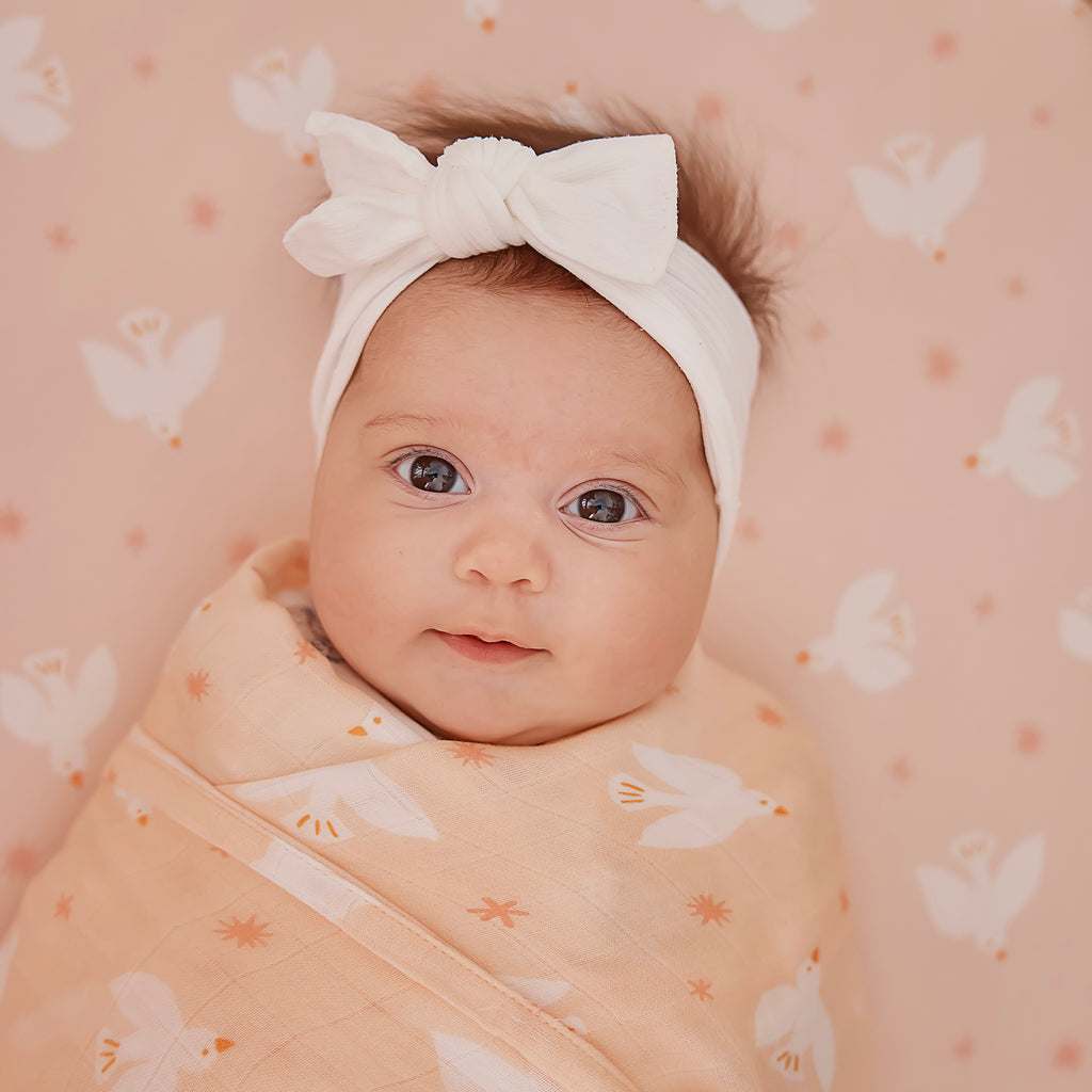 Pink Doves Muslin Wrap Swaddle