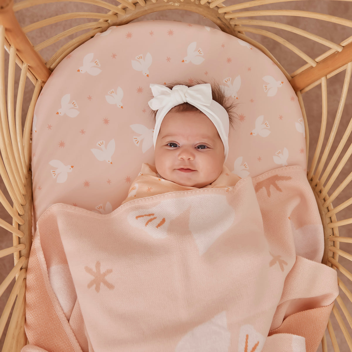 Pink Doves Organic Fitted Cot Sheet