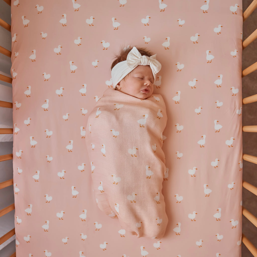 Pink Ducks Muslin Wrap Swaddle