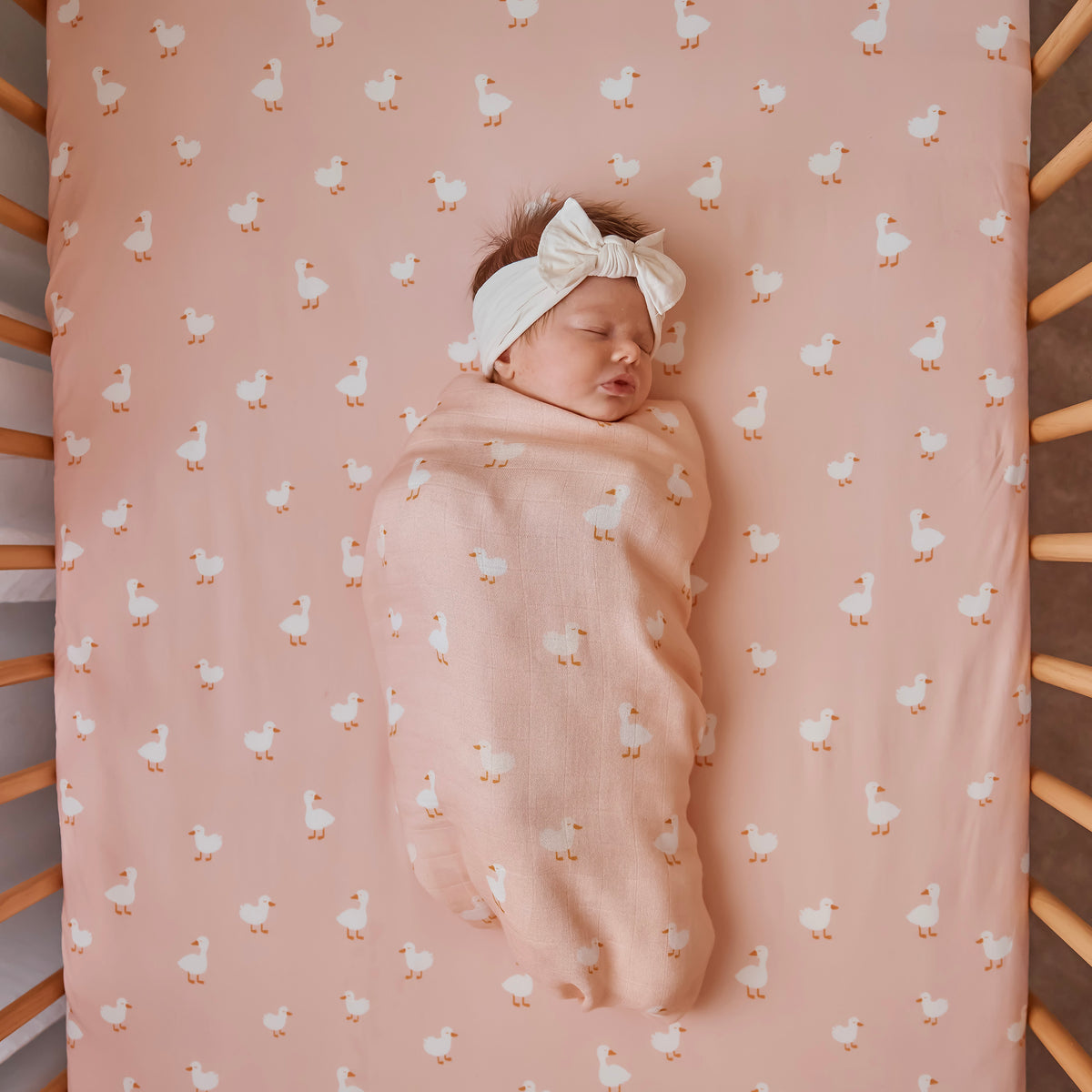 Pink Ducks Muslin Wrap Swaddle