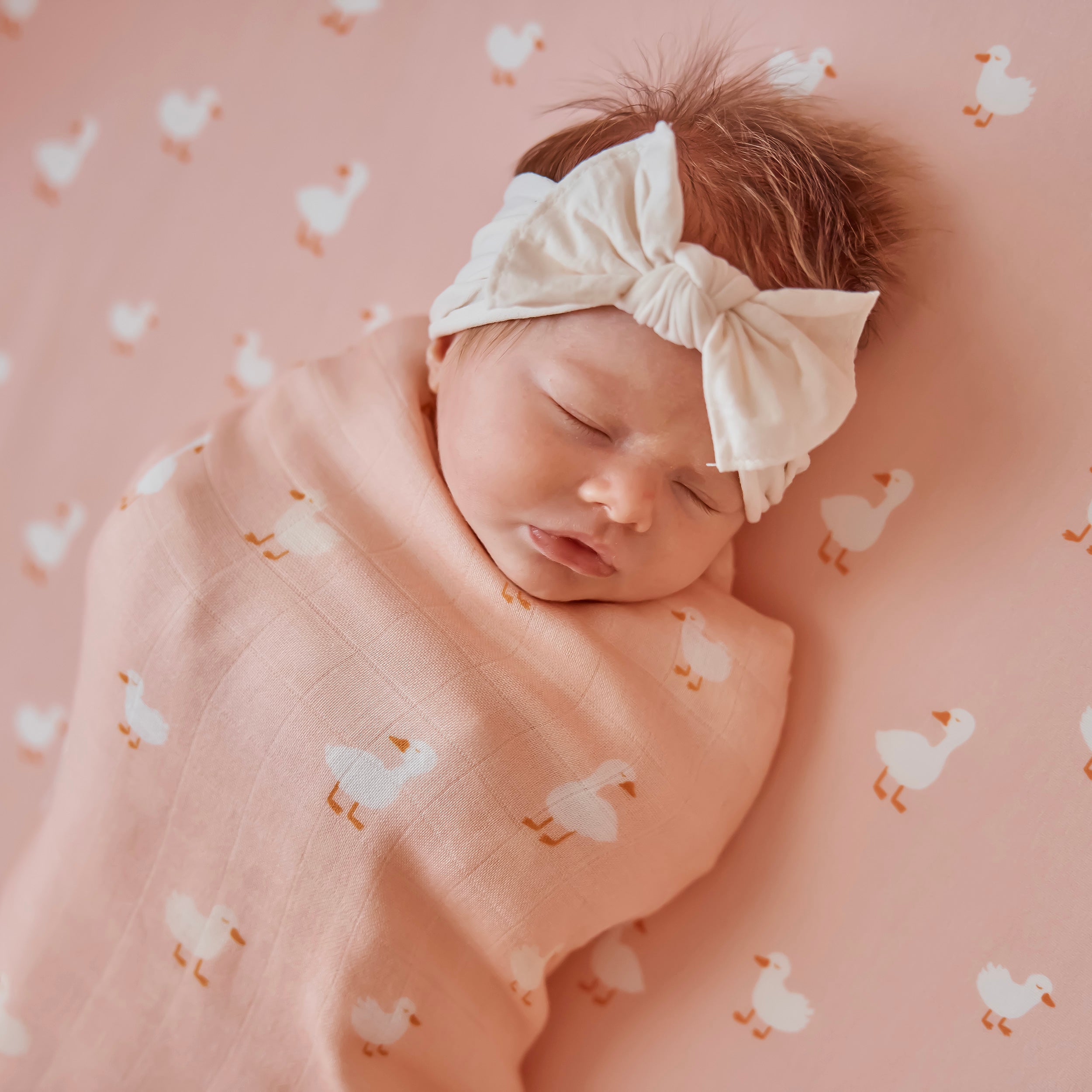 Pink Ducks Muslin Wrap Swaddle
