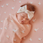 Pink Ducks Organic Fitted Bassinet Sheet/Change Pad Cover