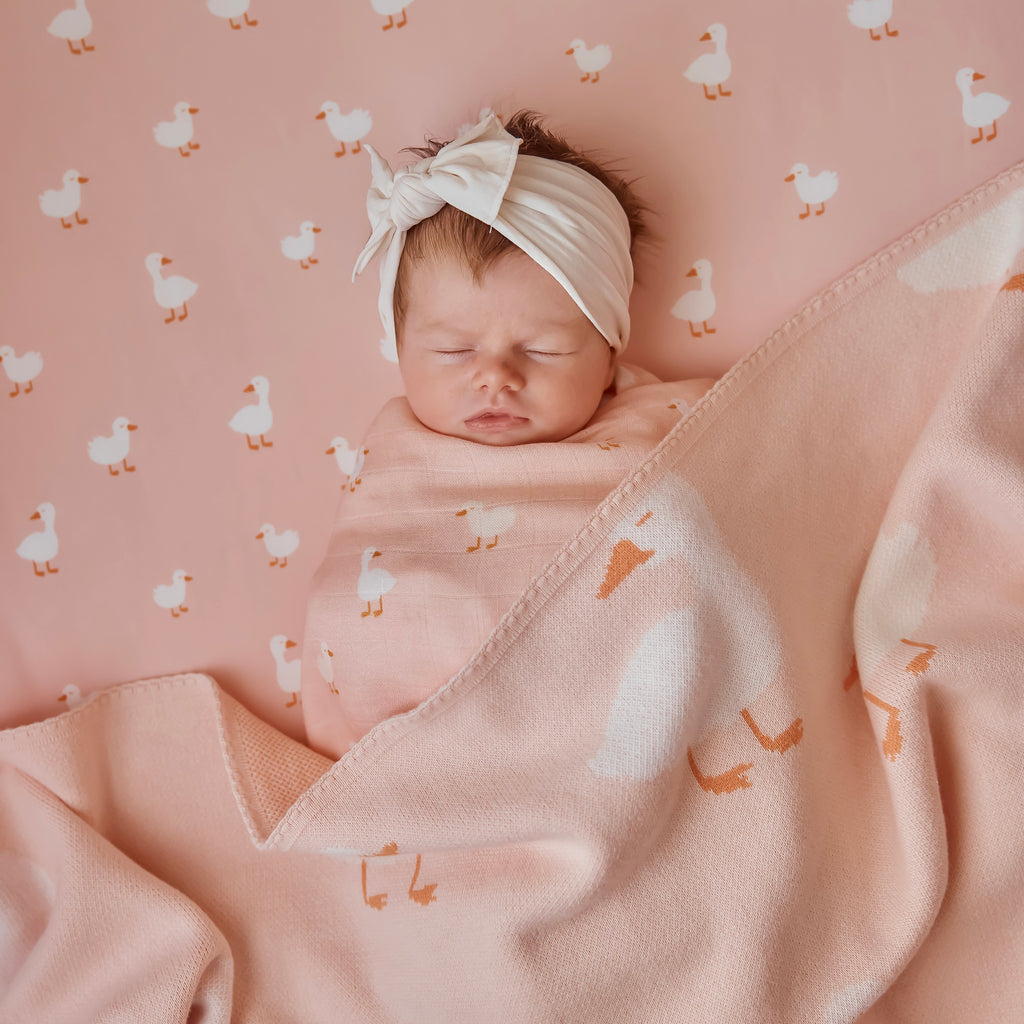 Pink Ducks Muslin Wrap Swaddle