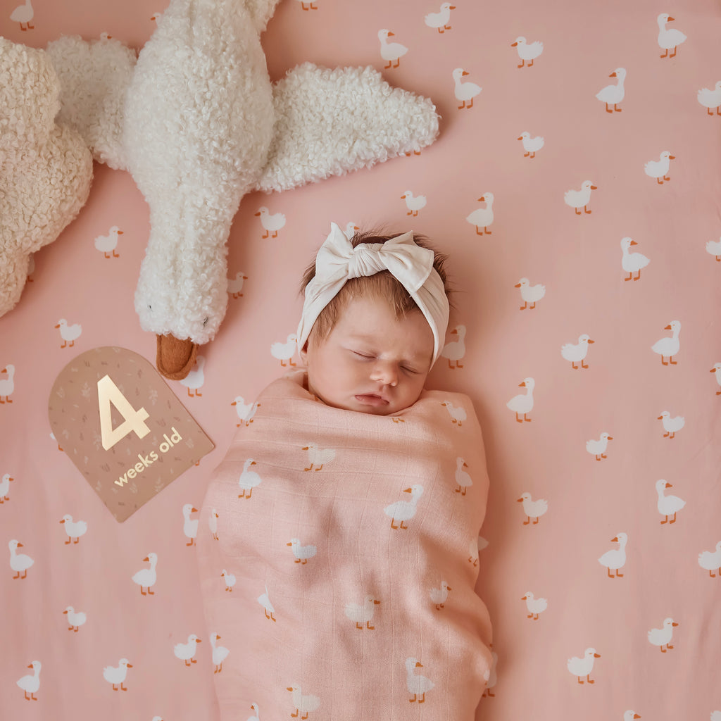Pink Ducks Muslin Wrap Swaddle