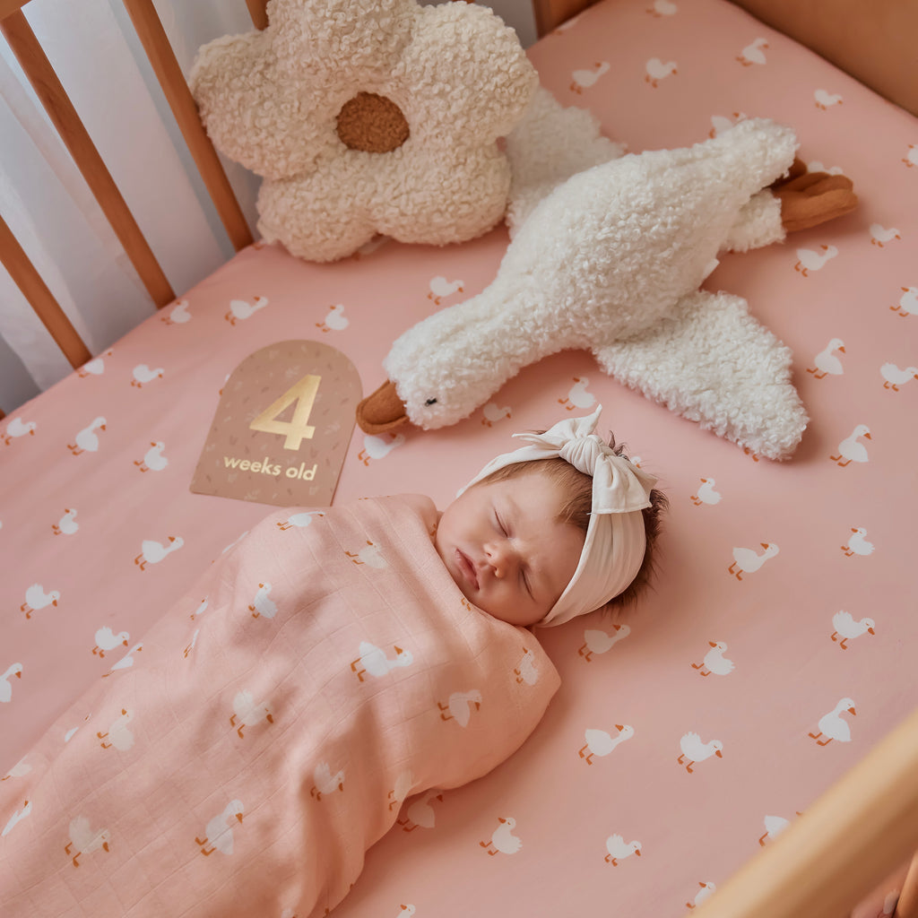 Pink Ducks Muslin Wrap Swaddle