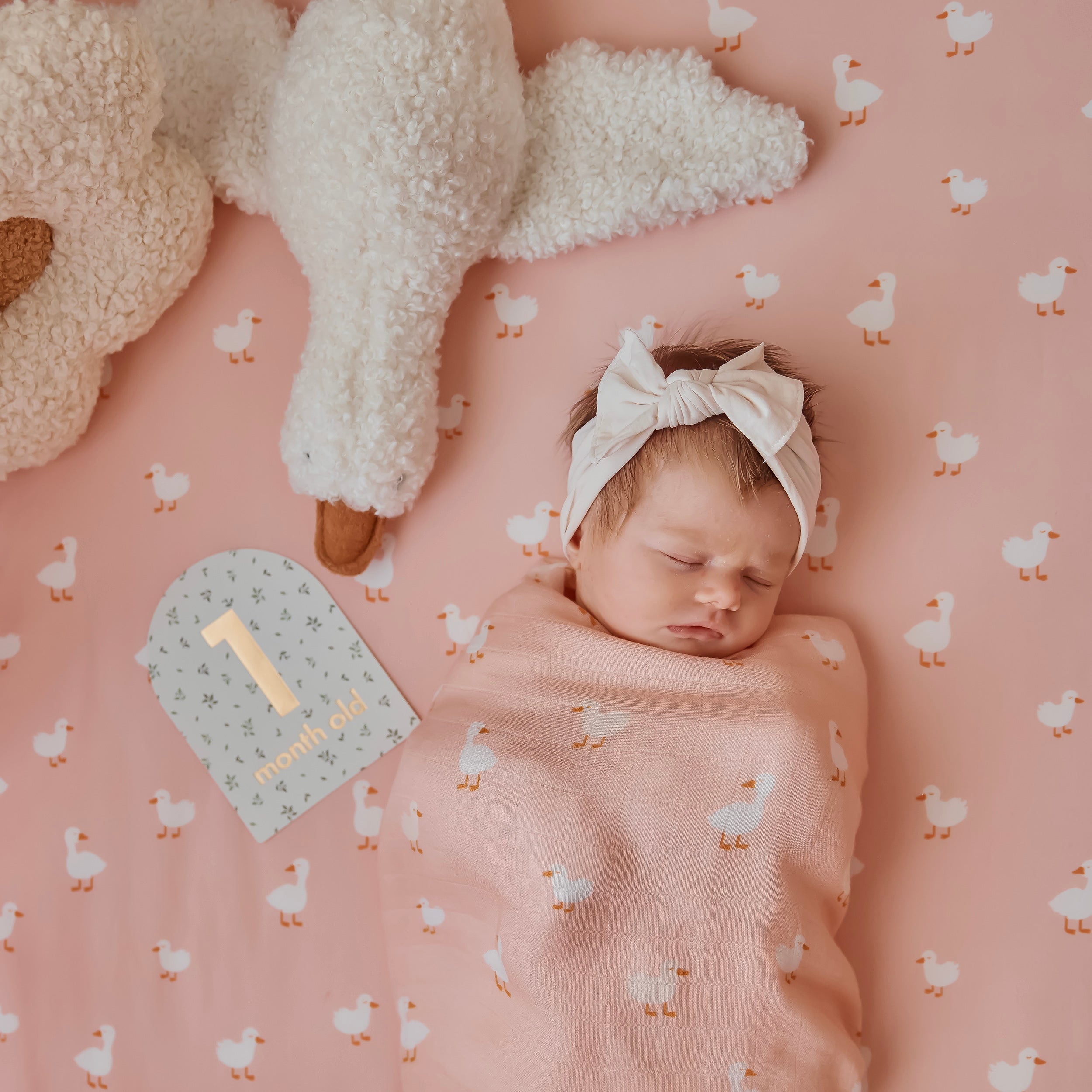 Pink Ducks Organic Fitted Cot Sheet